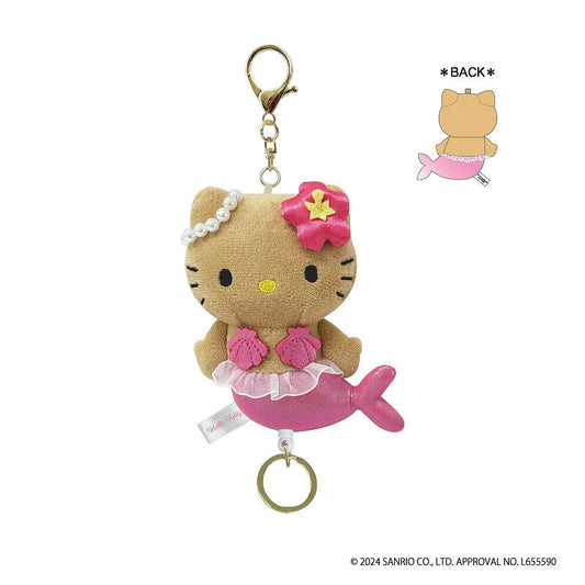 SANRIO | Hello Kitty Plush Keychain with Reel H11.6 × W8.5 × D6.3cm (Mermaid Tan Ver.)