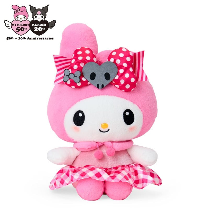 SANRIO | My Melody Plush Toy M W21 x H35 x D17 cm (My Melody 50th Anniversary & Kuromi 20th Anniversary/Black Pink