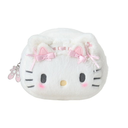 SANRIO | Hello Kitty Face-shaped Pouch 22.1 x 13.3 x 8.7cm (White Cat Ballerina)