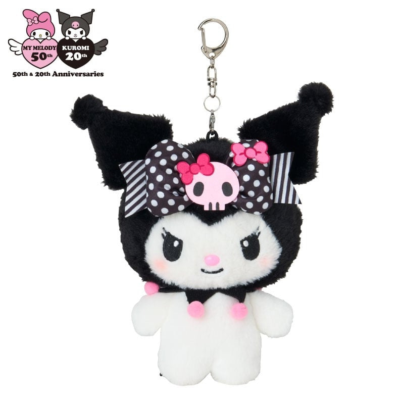 SANRIO | Kuromi Mascot Plush Pouch Keychain W15 x H16.5 x D5.5 cm (My Melody 50th Anniversary & Kuromi 20th