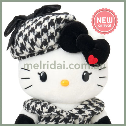 【Pre-order】SANRIO | Hello Kitty Limited Birthday Doll Plush Toy 280×165×450mm (Monochrome Girly Twin Coordinate)