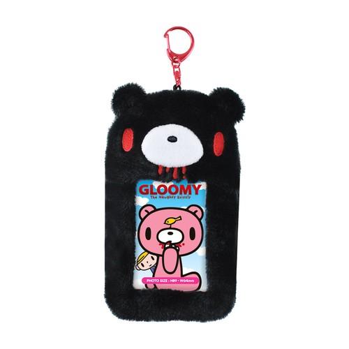Gloomy Bear | Fluffy Photo Holder Card Case Keychain 160×90×20mm (Black)
