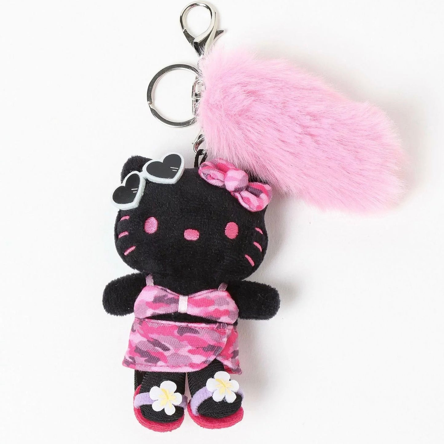 SANRIO x 10C REPIPI | Hello Kitty Mascot Fur Keychain Mascot Holder Bag Charm 100 x 55mm (Swimsuit Black)