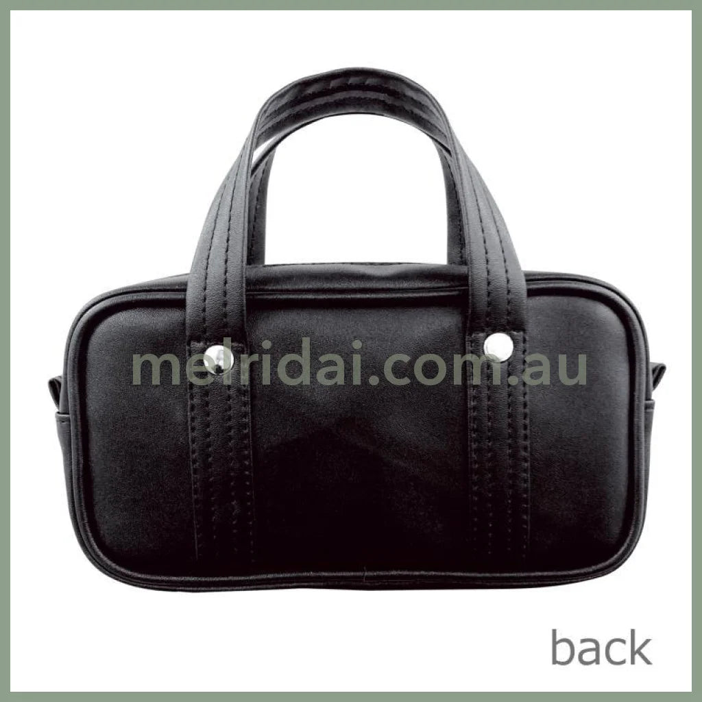 Q-LiA | Boston Bag Pen Case Pen Pouch H100×W195×D55mm (Black)
