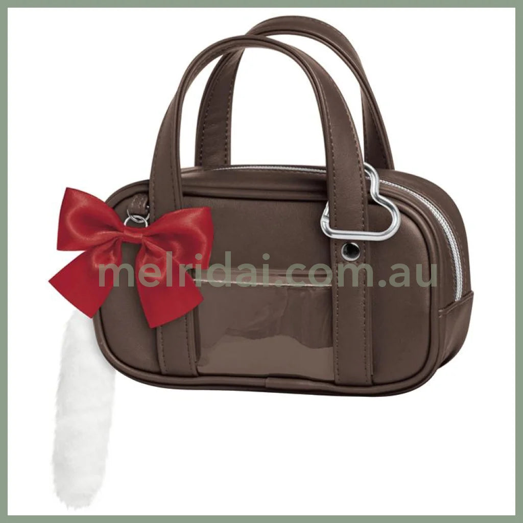 Q-LiA | Boston Bag Pen Case Pen Pouch H100×W195×D55mm (Brown)