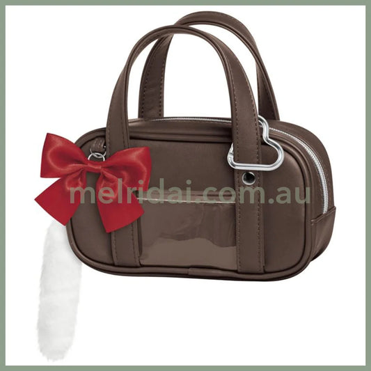 Q-LiA | Boston Bag Pen Case Pen Pouch H100×W195×D55mm (Brown)