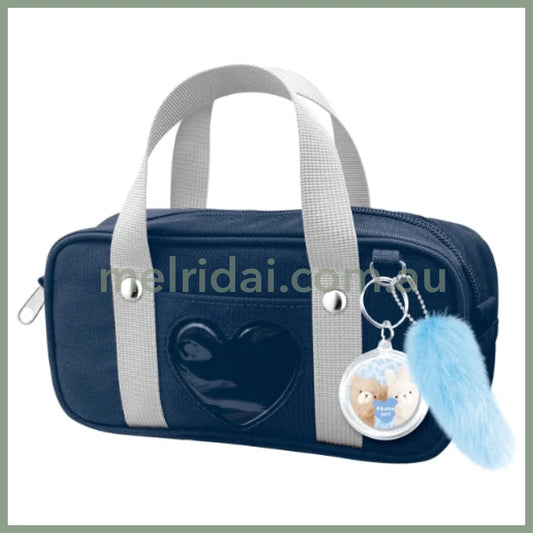 Q-LiA | Boston Bag Pen Case Pen Pouch H100×W195×D55mm (Navy)