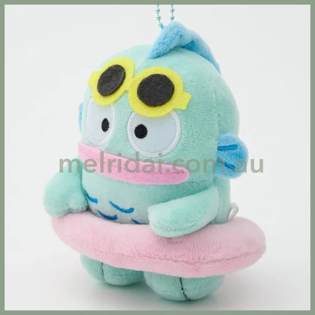 RODEO CROWNS x SANRIO | Hangyodon Mascot Holder Plush Keychain Bag Charm 12cm Approx. (Vacation Swimming Ring)
