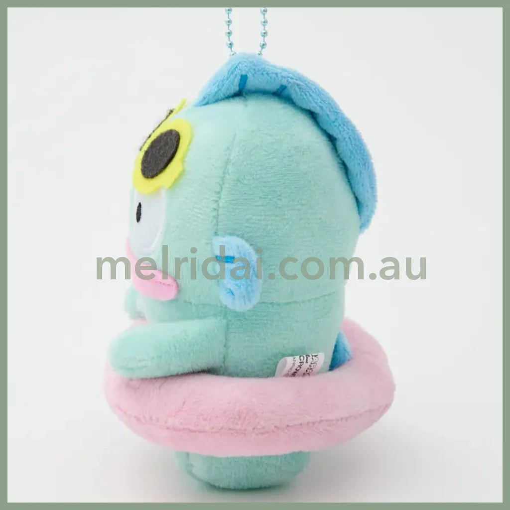 RODEO CROWNS x SANRIO | Hangyodon Mascot Holder Plush Keychain Bag Charm 12cm Approx. (Vacation Swimming Ring)