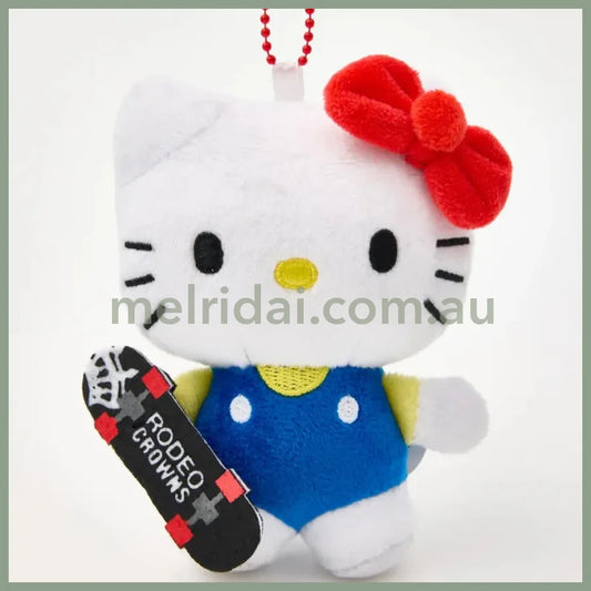 RODEO CROWNS x SANRIO | Hello Kitty Mascot Holder Plush Keychain Bag Charm 12cm Approx. (Skateboard)