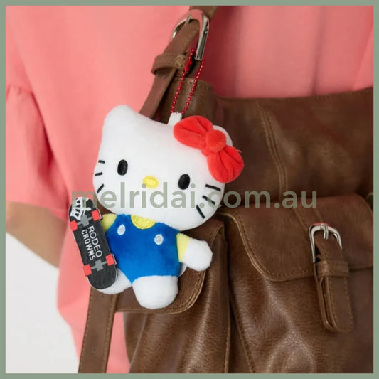RODEO CROWNS x SANRIO | Hello Kitty Mascot Holder Plush Keychain Bag Charm 12cm Approx. (Skateboard)