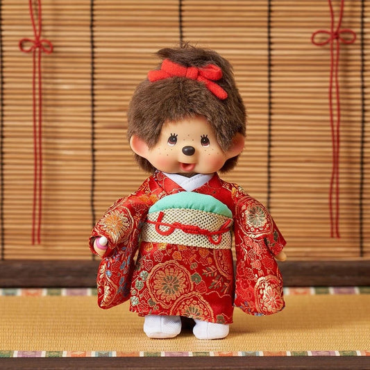 Monchhichi | Girl Plush Doll Plush Toy 140x80x210mm (Kimono Red)