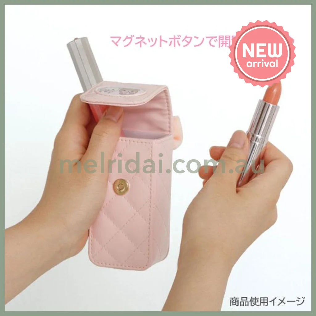 SAN-X | Chairoikoguma & Korilakkuma Lip Pouch with Carabine Ribbon Pink 100×50×35mm (Makeup Rilakkuma)