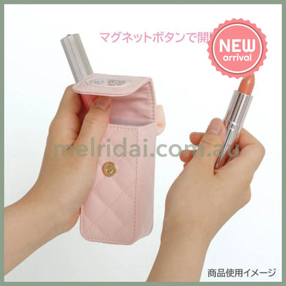 SAN-X | Chairoikoguma & Korilakkuma Lip Pouch with Carabine Ribbon Pink 100×50×35mm (Makeup Rilakkuma)