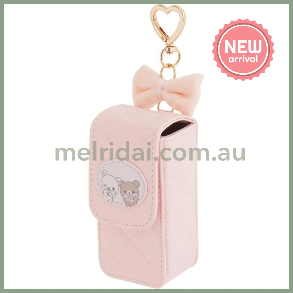 SAN-X | Chairoikoguma & Korilakkuma Lip Pouch with Carabine Ribbon Pink 100×50×35mm (Makeup Rilakkuma)