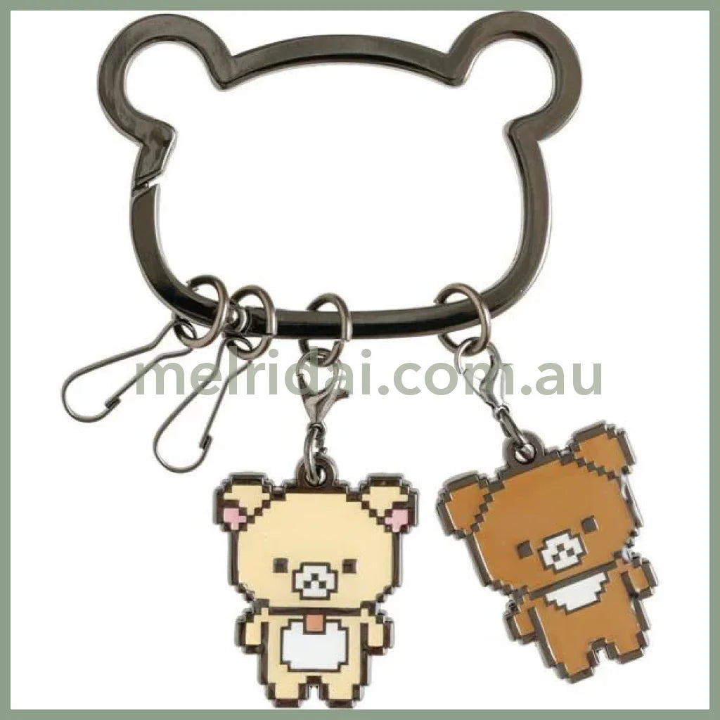 SAN-X | Chairoikoguma & Korilakkuma Metal Mascot Carabiner Smart Keychain Key Holder 95×65mm (Rilakkuma Gaming)