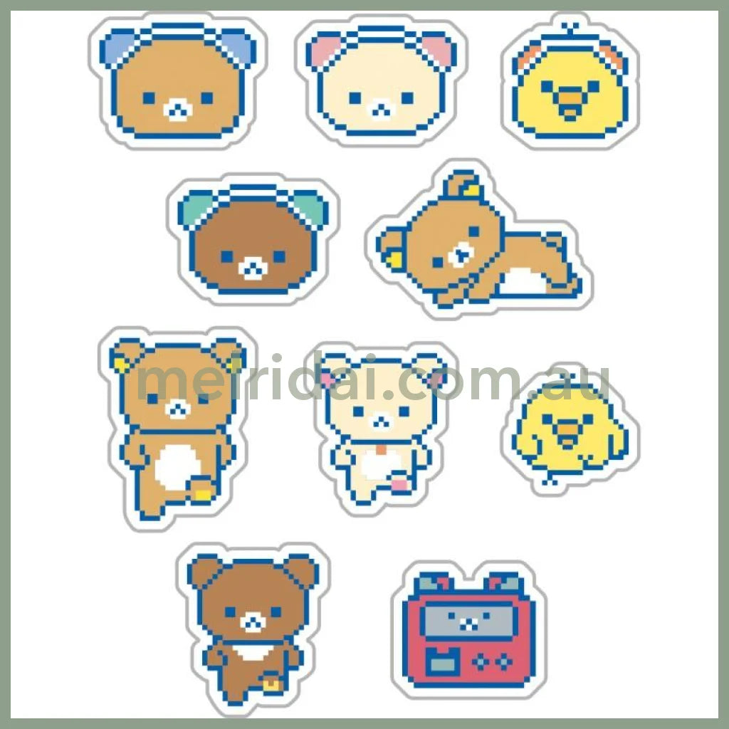 SAN-X | Clear Seal Bits Sticker Pack 100 x 115 x 20 mm (Rilakkuma Gaming Pixel Art)