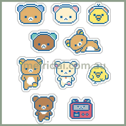 SAN-X | Clear Seal Bits Sticker Pack 100 x 115 x 20 mm (Rilakkuma Gaming Pixel Art)