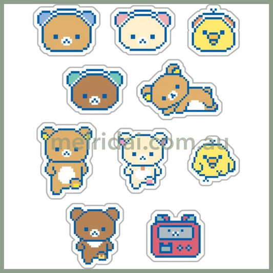 SAN-X | Clear Seal Bits Sticker Pack 100 x 115 x 20 mm (Rilakkuma Gaming Pixel Art)