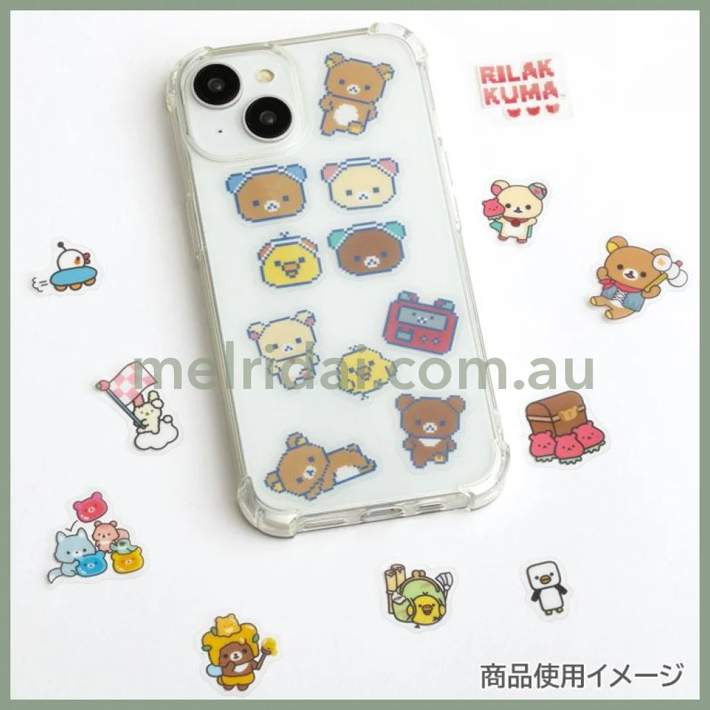 SAN-X | Clear Seal Bits Sticker Pack 100 x 115 x 20 mm (Rilakkuma Gaming Pixel Art)