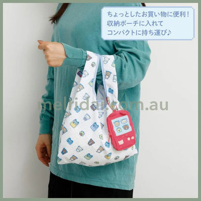 SAN-X | Eco Shopping Bag & Mascot Pouch 100 x 115 x 20 mm (Rilakkuma Gaming Pixel Art)