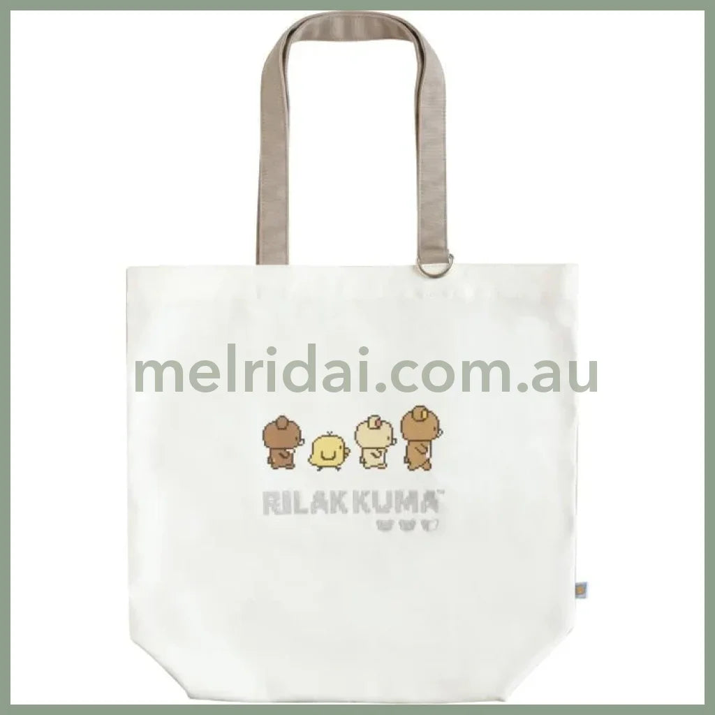 SAN-X | Gaming Rilakkuma Tote Bag White 400×380×130mm (Rilakkuma Gaming Pixel Art)