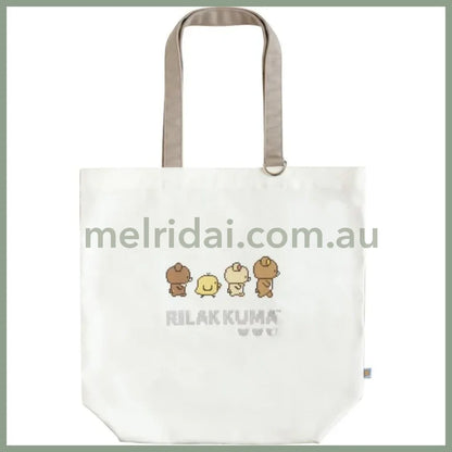 SAN-X | Gaming Rilakkuma Tote Bag White 400×380×130mm (Rilakkuma Gaming Pixel Art)