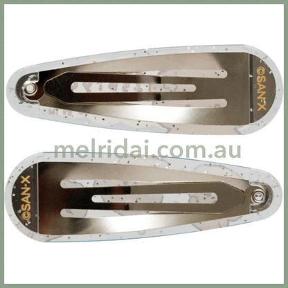 SAN-X | Ishiyowa-chan/Ishiyowachan Hair Clip HairPin Set of Two Clear Different Colors with Glitter 20 x 55 mm