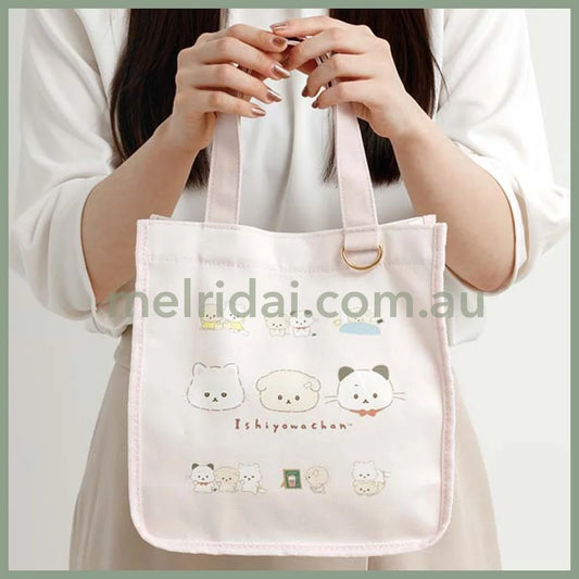SAN-X | Ishiyowa-chan Mini Tote Bag 250×240×100mm (Junior Chan Appears Pink)
