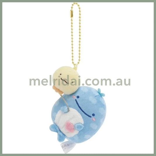 SAN-X | JINBESAN Hanging Plush Keychain 10th Anniversary Balloon Fish H60×W55×D50mm (Lost Whale)