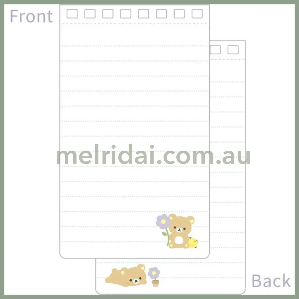 San-X | Kiiroitori & Rilakkuma Long SP Memo Ring Memo Pad - A 135×80mm (Basic Rilakkuma Flower)
