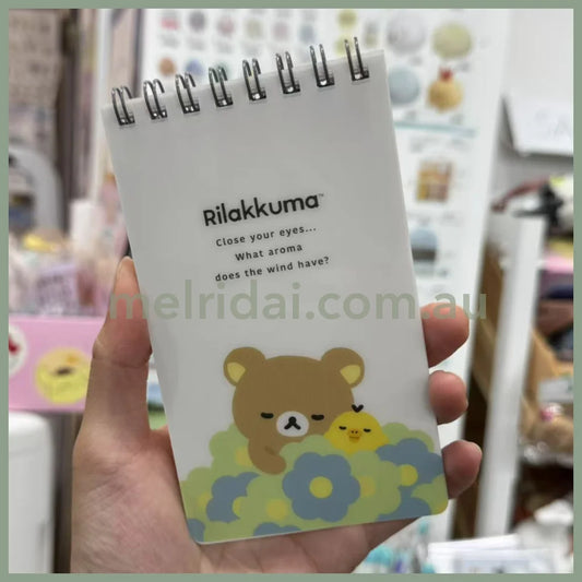 San-X | Kiiroitori & Rilakkuma Long SP Memo Ring Memo Pad - A 135×80mm (Basic Rilakkuma Flower)
