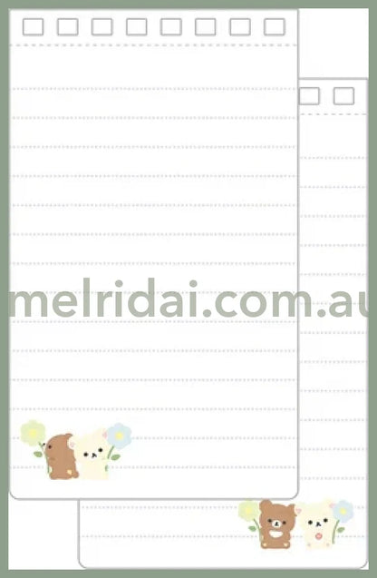 San-X | Kiiroitori & Rilakkuma Long SP Memo Ring Memo Pad - B 135×80mm (Basic Rilakkuma Flower)