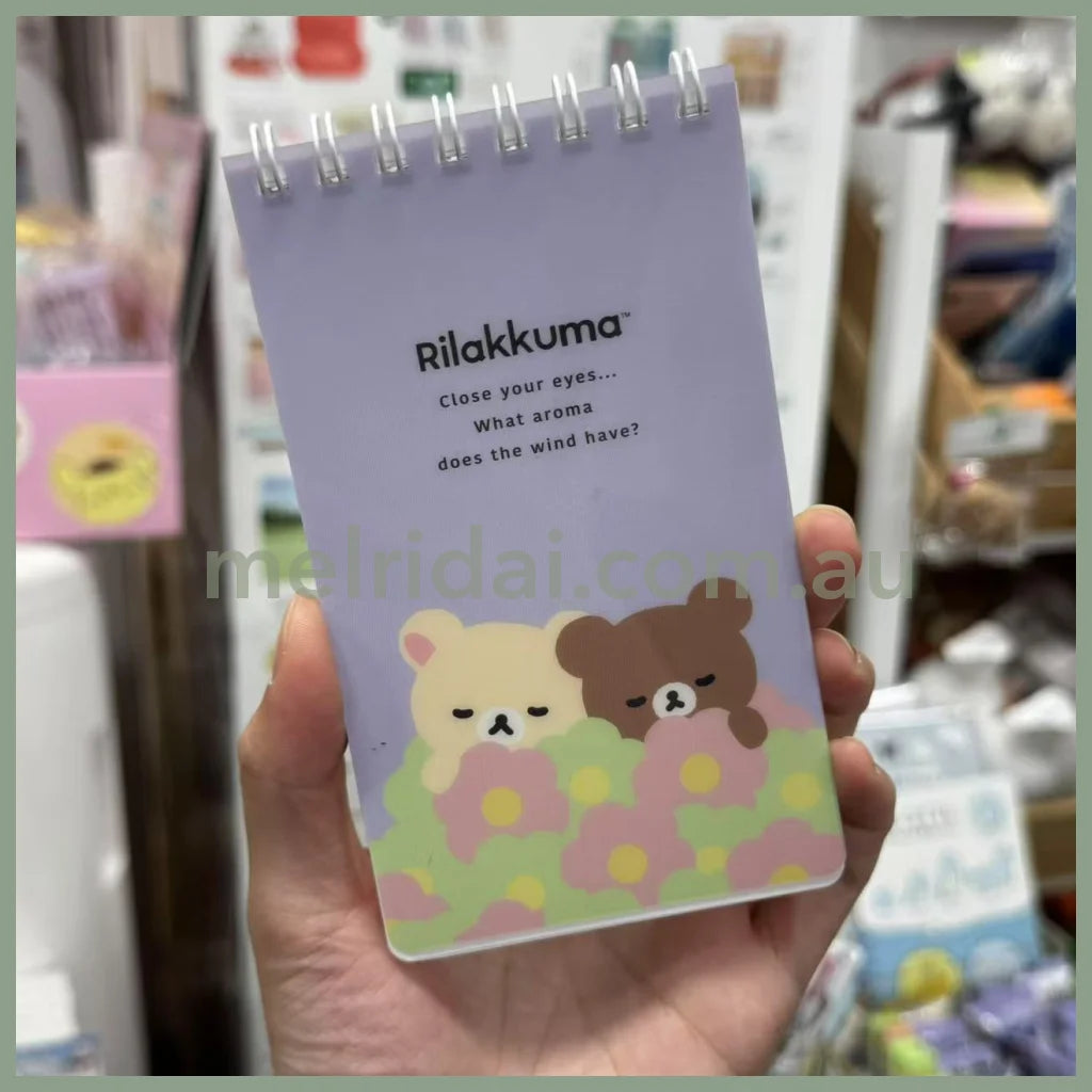 San-X | Kiiroitori & Rilakkuma Long SP Memo Ring Memo Pad - B 135×80mm (Basic Rilakkuma Flower)