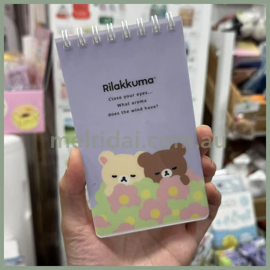 San-X | Kiiroitori & Rilakkuma Long SP Memo Ring Memo Pad - B 135×80mm (Basic Rilakkuma Flower)