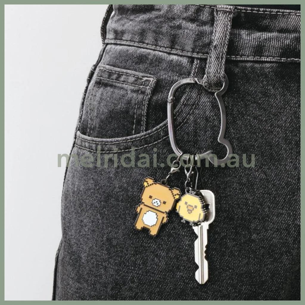 SAN-X | Kiiroitori & Rilakkuma Metal Mascot Carabiner Smart Keychain Key Holder 95×65mm (Rilakkuma Gaming)