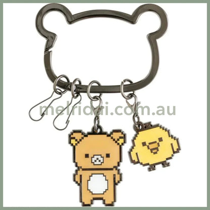 SAN-X | Kiiroitori & Rilakkuma Metal Mascot Carabiner Smart Keychain Key Holder 95×65mm (Rilakkuma Gaming)
