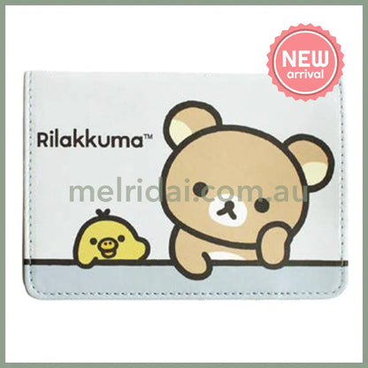 SAN-X | Kiiroitori & Rilakkuma Passport Cover Card Holder 100×141×10mm (Light Grey)