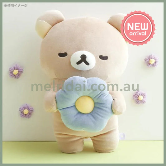 San-X | Korilakkuma Die-cut Cushion Plush Toy Plush Doll 390×270×160mm (Basic Rilakkuma Flower)