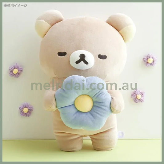 San-X | Korilakkuma Die-cut Cushion Plush Toy Plush Doll 390×270×160mm (Basic Rilakkuma Flower)