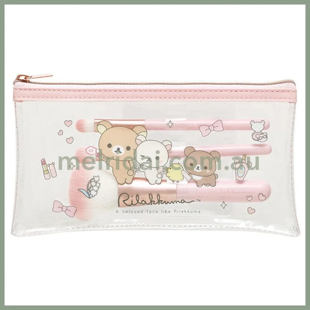 SAN-X | Makeup Brush Set with Pouch 100×200mm (Makeup Rilakkuma)