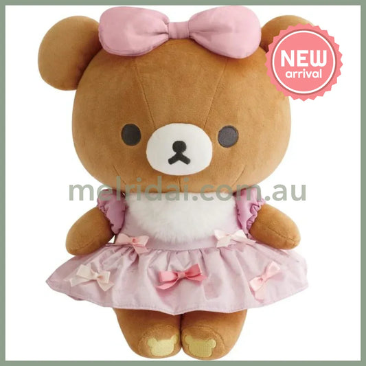 SAN-X | Ribbon Dress Plush Toy Plush Doll M 290×240×160mm (Makeup Rilakkuma)