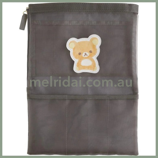 SAN-X | Rilakkuma A4 Flat Mesh Pouch Bag in Bag 80×100mm (Gray Black)