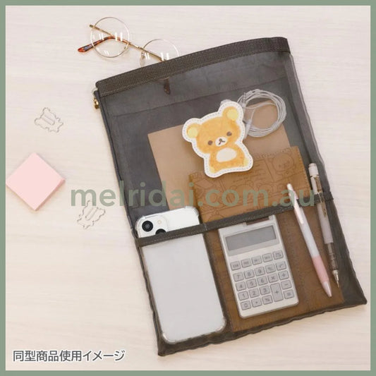 SAN-X | Rilakkuma A4 Flat Mesh Pouch Bag in Bag 80×100mm (Gray Black)