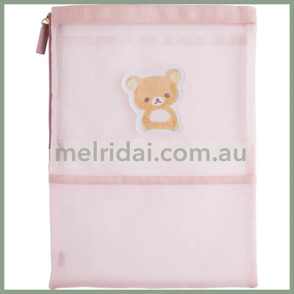 SAN-X | Rilakkuma A4 Flat Mesh Pouch Bag in Bag 80×100mm (Pink)