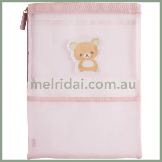 SAN-X | Rilakkuma A4 Flat Mesh Pouch Bag in Bag 80×100mm (Pink)