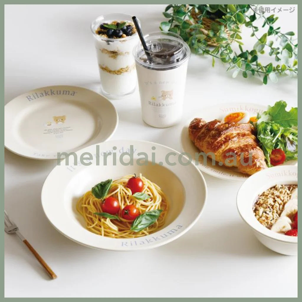 SAN-X | Rilakkuma Ceramic Bowl Beige φ160mm (Lettering)