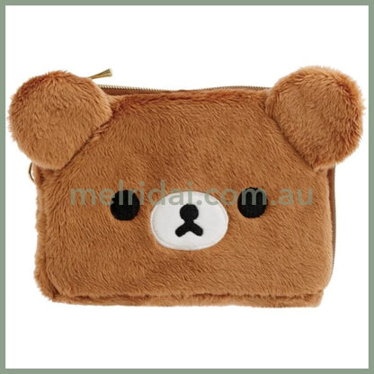 SAN-X | Rilakkuma Chairoikoguma Plush Square Pass Case Pouch Reel 100×130×20mm