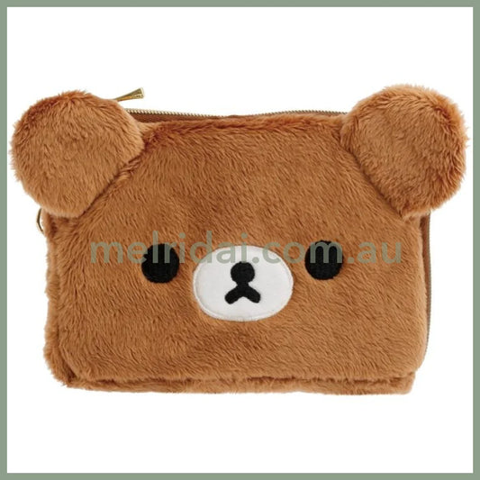 SAN-X | Rilakkuma Chairoikoguma Plush Square Pass Case Pouch Reel 100×130×20mm