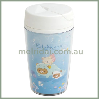 San-X | Rilakkuma Clear Tumbler (Relax Mood In The Ocean) 350Ml 轻松熊 随身杯/便携咖啡杯 底部防滑设计（海洋系列）